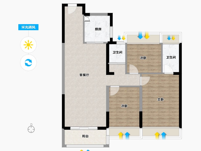 江苏省-徐州市-新沂碧桂园-92.00-户型库-采光通风