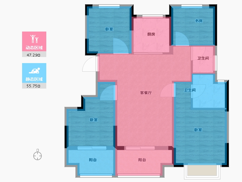 浙江省-宁波市-湖成大境-92.00-户型库-动静分区