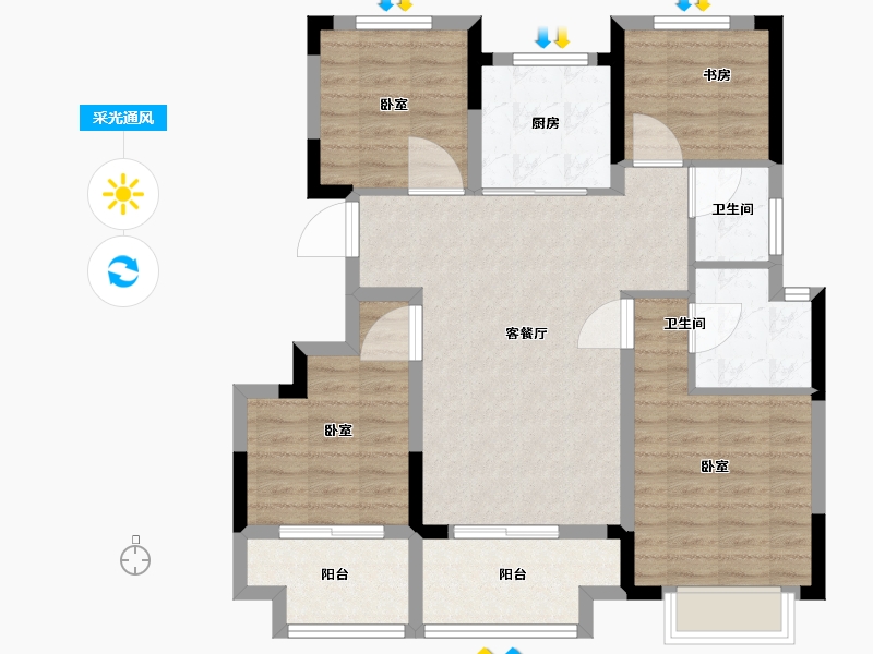 浙江省-宁波市-湖成大境-92.00-户型库-采光通风