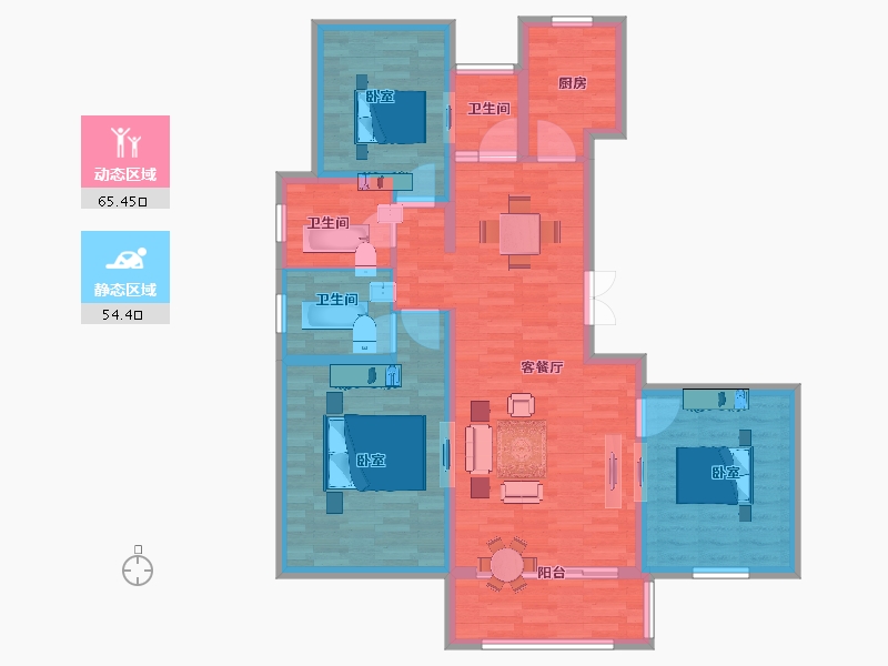 江苏省-镇江市-欣悦华庭-107.58-户型库-动静分区