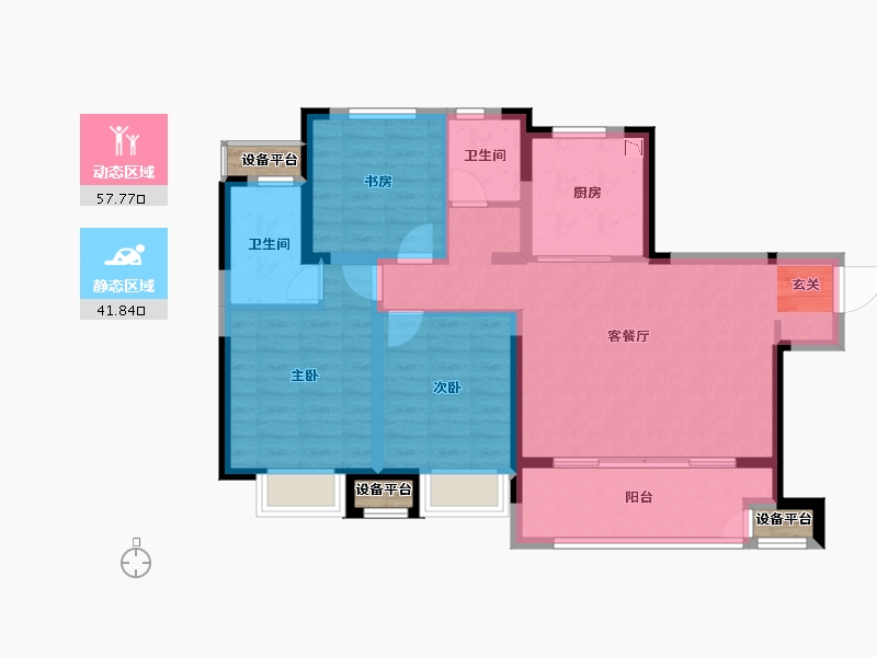 江苏省-常州市-万科弘阳君望甲第住宅-92.03-户型库-动静分区