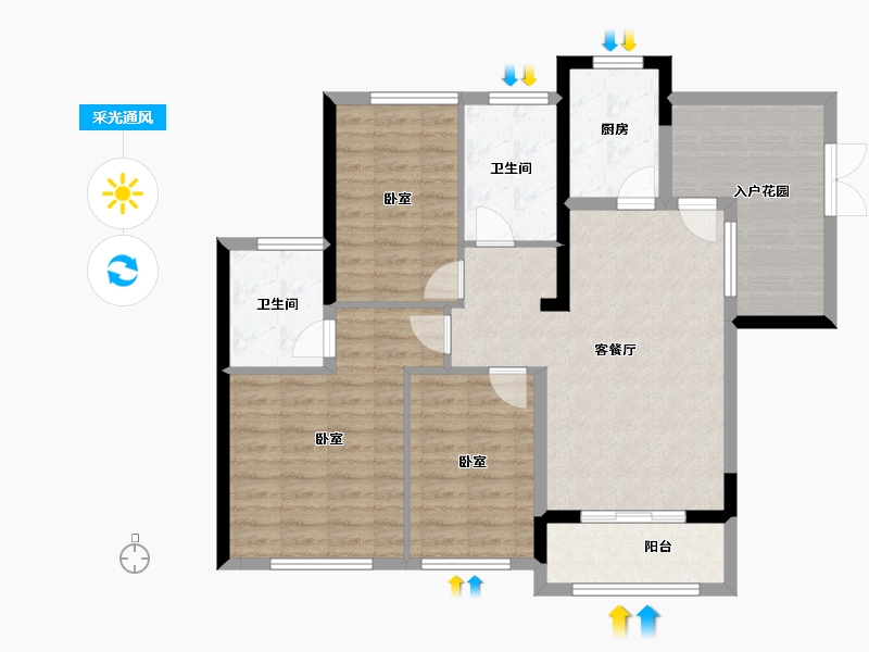 福建省-福州市-贵安新天地公寓-95.24-户型库-采光通风