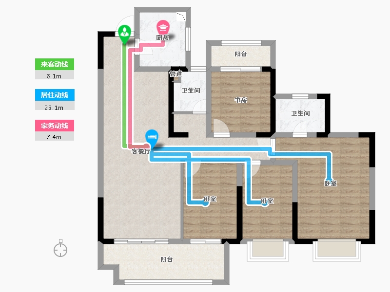 安徽省-淮南市-正和·楚都华府-108.01-户型库-动静线