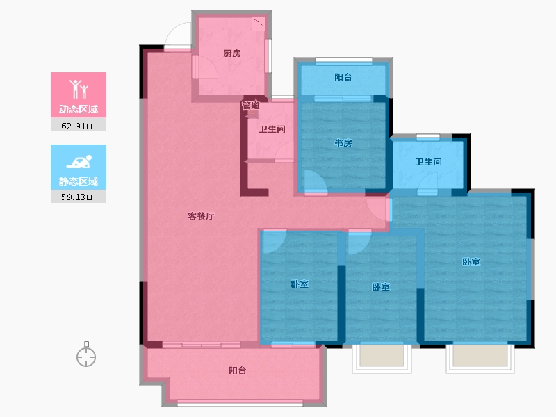 安徽省-淮南市-正和·楚都华府-108.01-户型库-动静分区