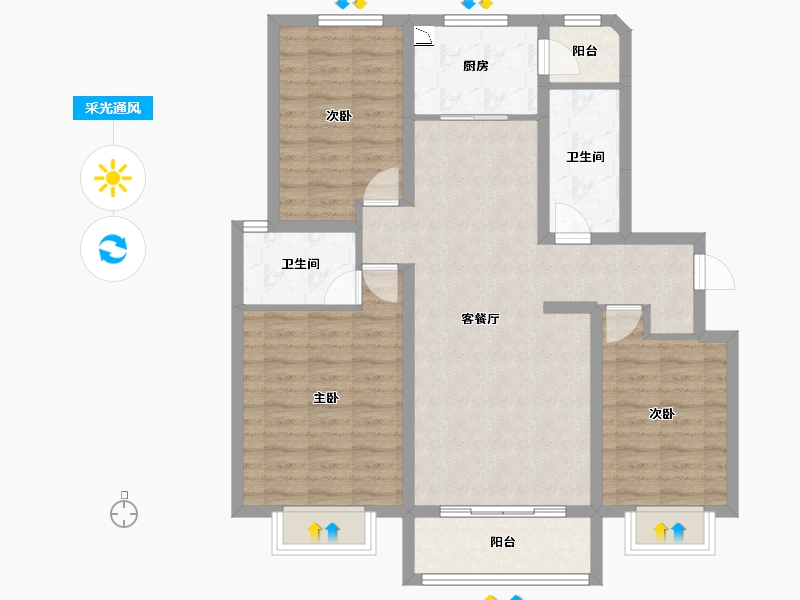 甘肃省-兰州市-泰林·黄河馨苑-96.12-户型库-采光通风