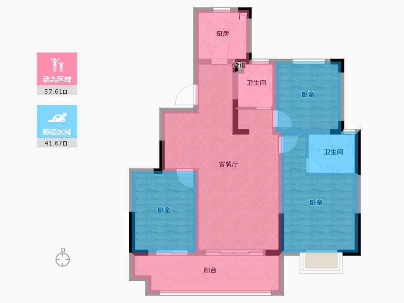 安徽省-淮南市-正和·楚都华府-88.01-户型库-动静分区