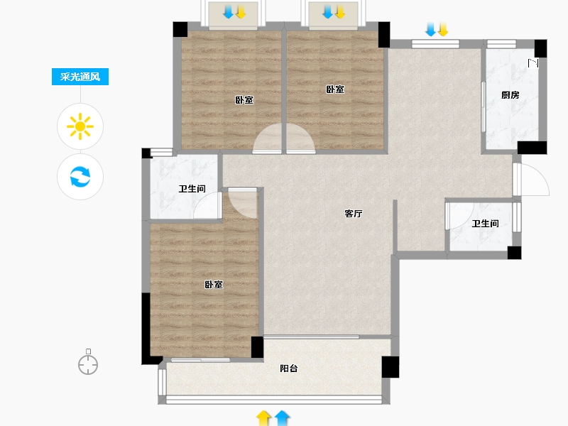 福建省-龙岩市-万星悦府-95.00-户型库-采光通风