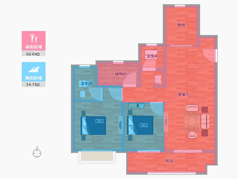 江苏省-扬州市-悦江湾-94.00-户型库-动静分区