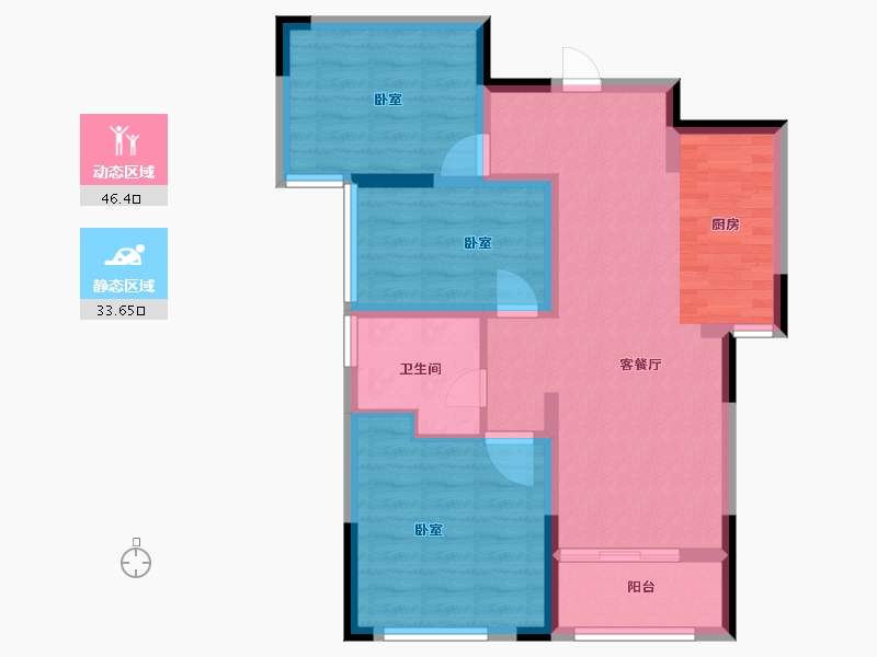 浙江省-金华市-宾虹星城-71.00-户型库-动静分区