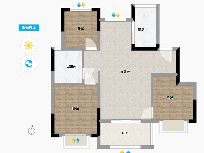 江西省-南昌市-安义中梁首府锦园-74.24-户型库-采光通风