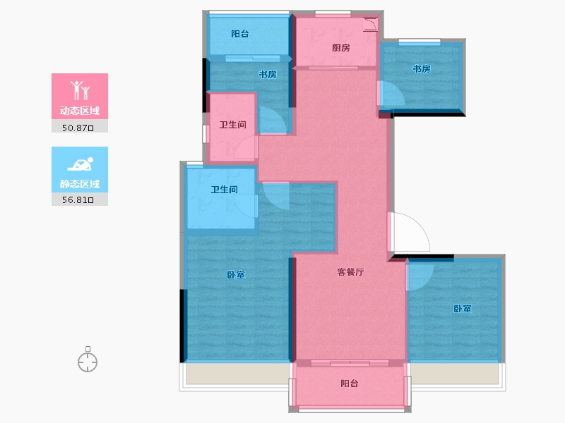 浙江省-金华市-碧桂园城市之光-96.00-户型库-动静分区