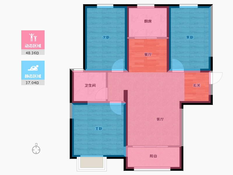 山东省-济南市-中建长清湖-75.87-户型库-动静分区