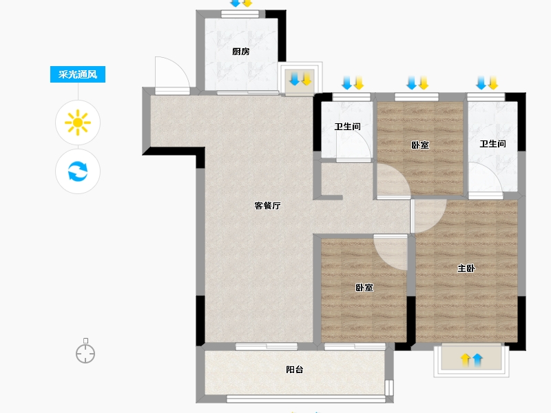 江西省-南昌市-云璟樾城-85.99-户型库-采光通风