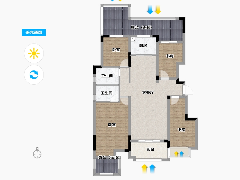 安徽省-合肥市-当代MOMΛ未来城-116.00-户型库-采光通风