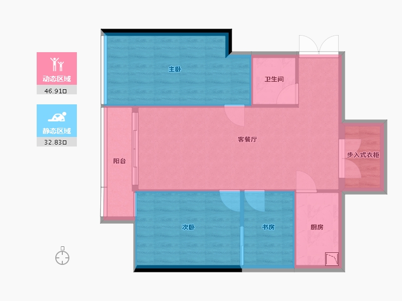 云南省-昆明市-润城X空间Ⅱ-72.66-户型库-动静分区