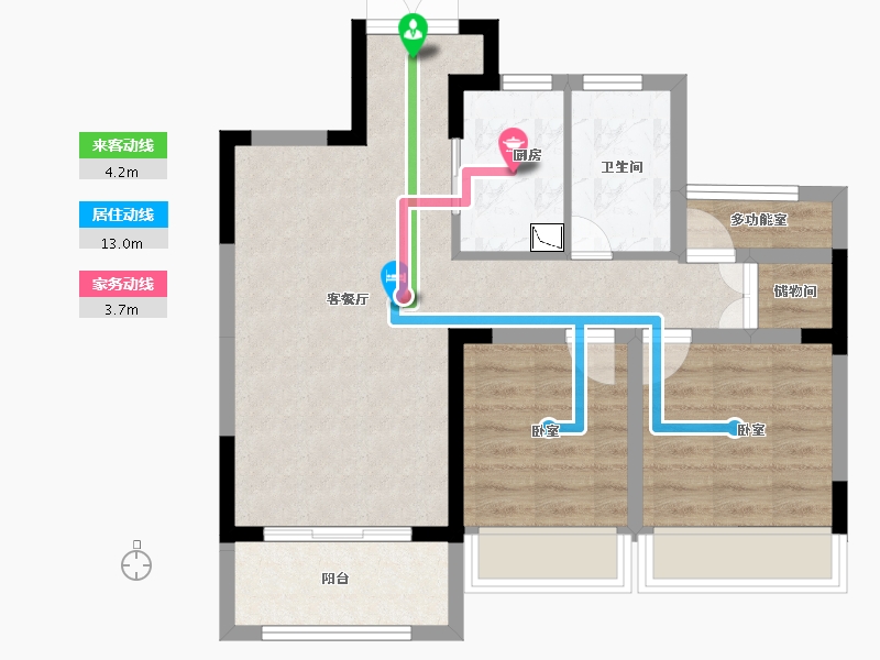 安徽省-合肥市-滨湖龙川里-64.56-户型库-动静线