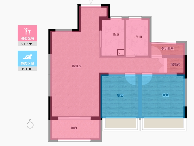 安徽省-合肥市-滨湖龙川里-64.56-户型库-动静分区