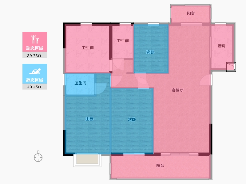 福建省-宁德市-华熙元·水岸君华-128.00-户型库-动静分区