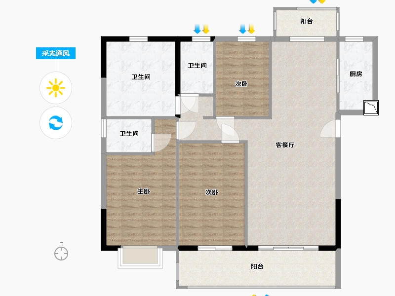 福建省-宁德市-华熙元·水岸君华-128.00-户型库-采光通风