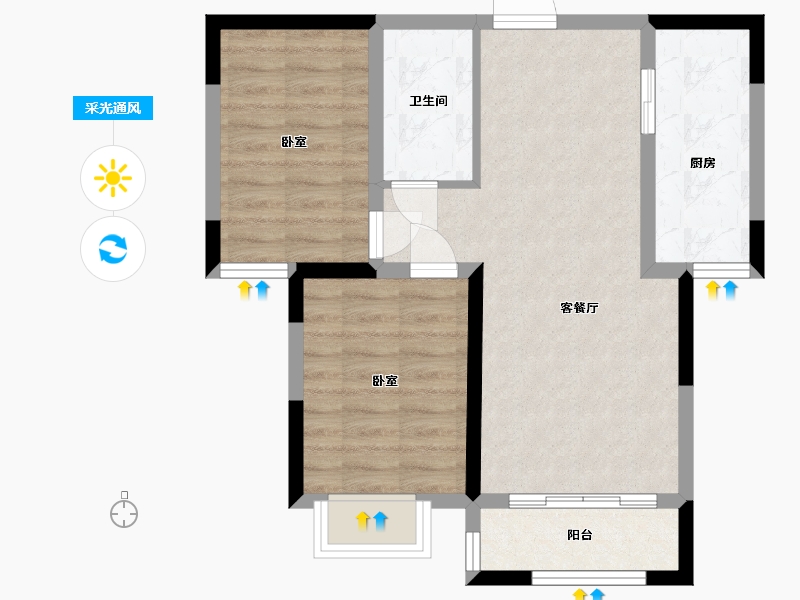 宁夏回族自治区-石嘴山市-宝湖锦都-61.28-户型库-采光通风