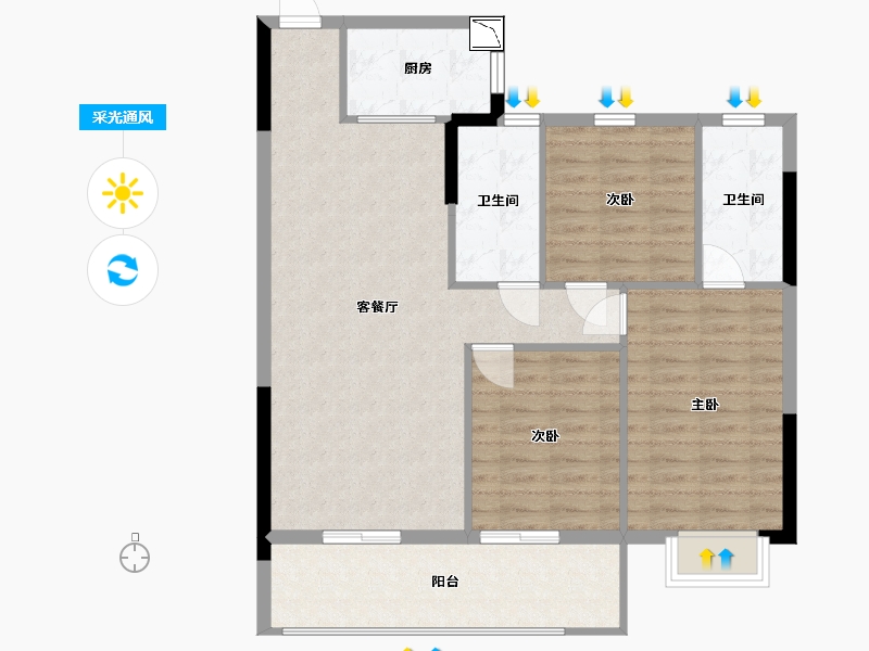 福建省-宁德市-华熙元·水岸君华-93.99-户型库-采光通风