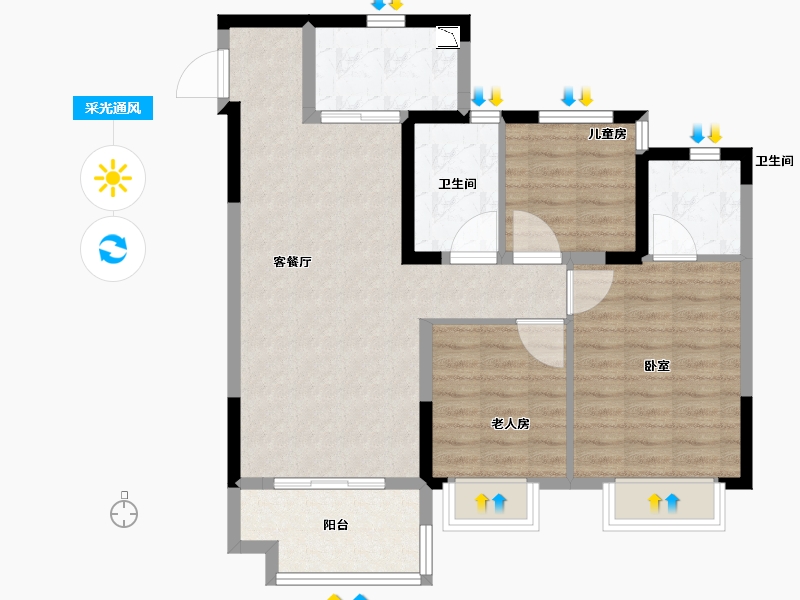 安徽省-合肥市-合肥雅郡-82.00-户型库-采光通风