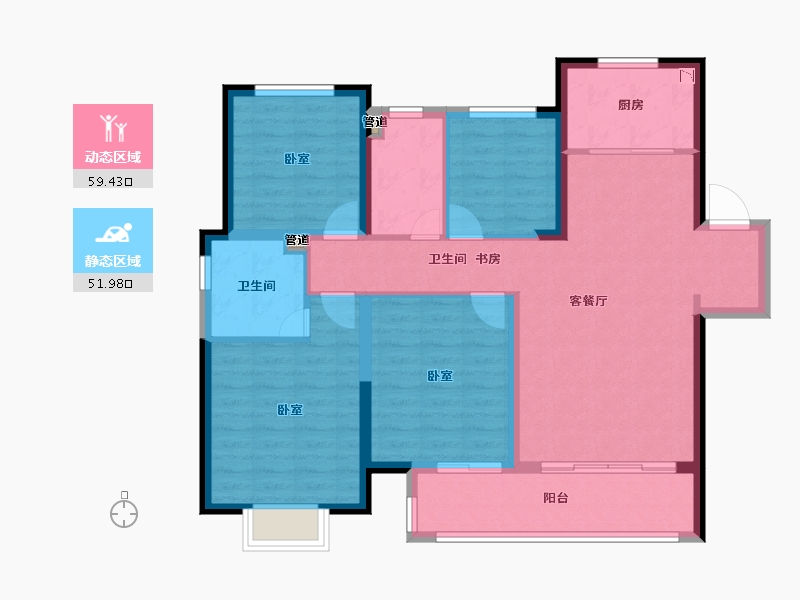 安徽省-淮南市-融创玉兰公馆-100.01-户型库-动静分区