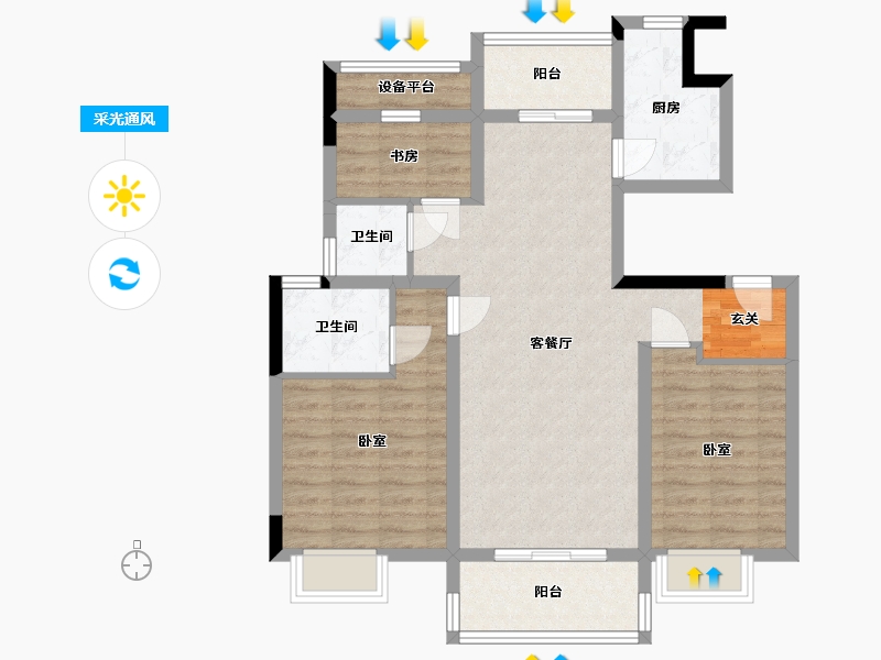 浙江省-嘉兴市-紫金华庭-86.59-户型库-采光通风