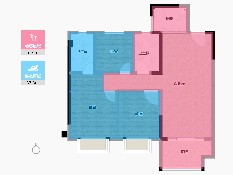 福建省-三明市-沙县世茂云墅-77.69-户型库-动静分区