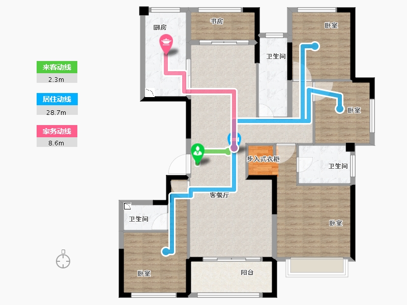 浙江省-宁波市-河姆渡国际花园二期-144.00-户型库-动静线