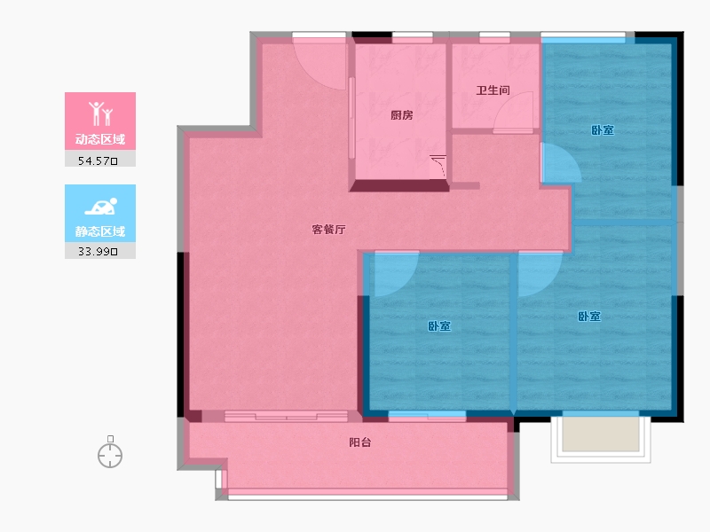 安徽省-合肥市-金地格林传奇-80.00-户型库-动静分区