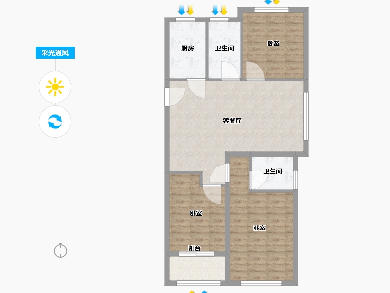 浙江省-温州市-桃园公园学府-82.00-户型库-采光通风