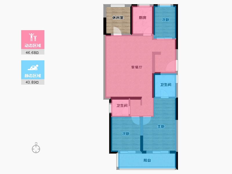 江苏省-南京市-新江北孔雀城-86.00-户型库-动静分区