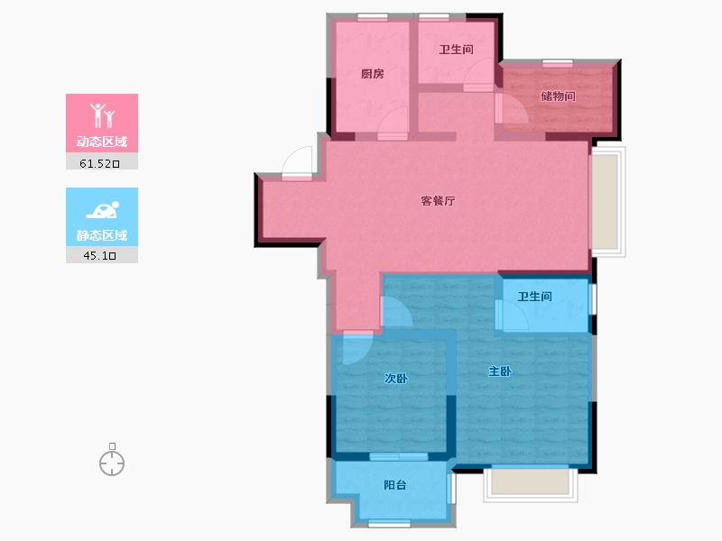 江苏省-扬州市-悦江湾-94.79-户型库-动静分区