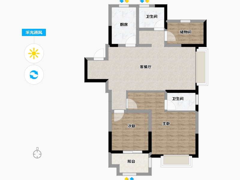 江苏省-扬州市-悦江湾-94.79-户型库-采光通风