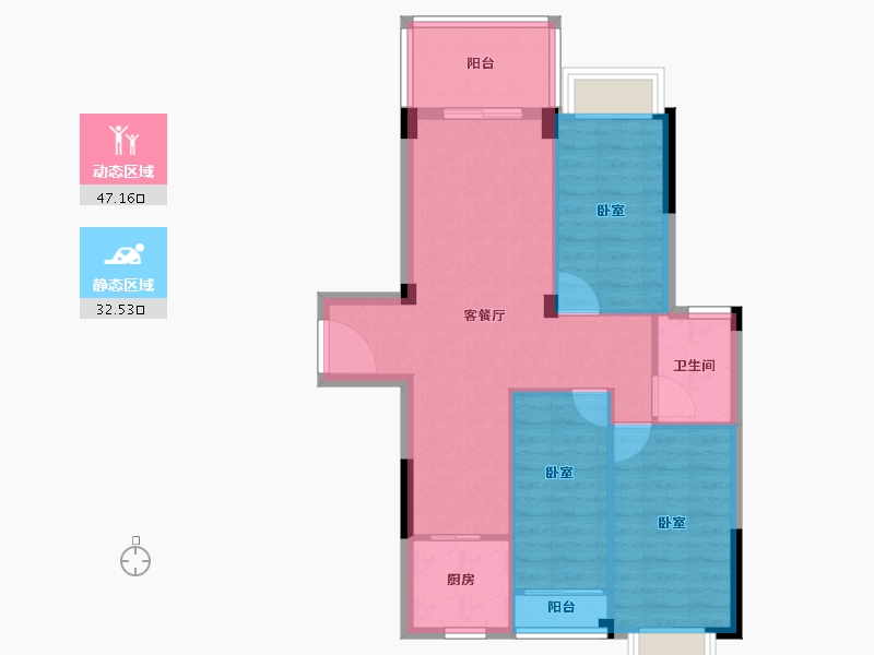 福建省-三明市-美伦凯悦蓝山-71.71-户型库-动静分区