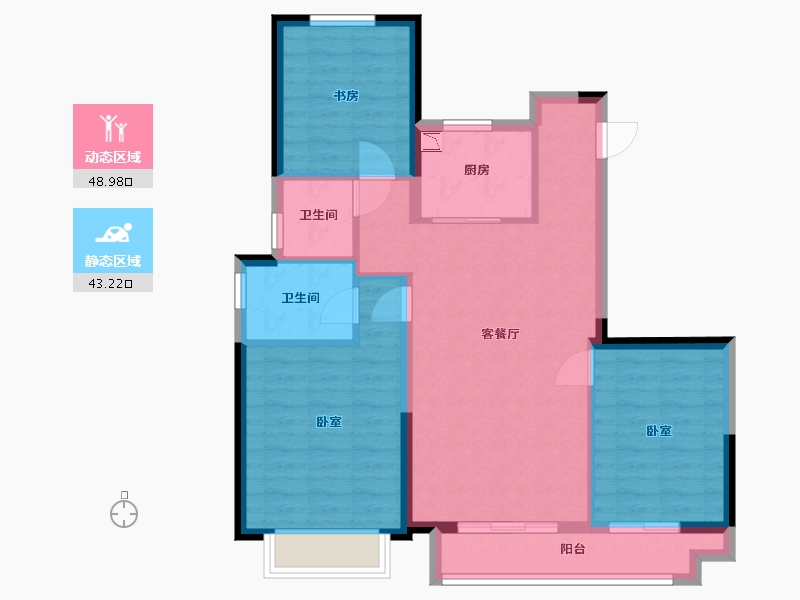 宁夏回族自治区-银川市-中梁印-82.43-户型库-动静分区