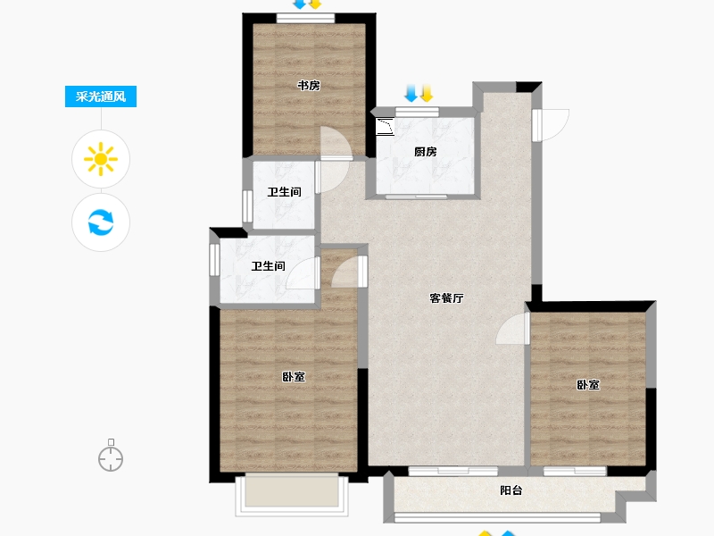 宁夏回族自治区-银川市-中梁印-82.43-户型库-采光通风