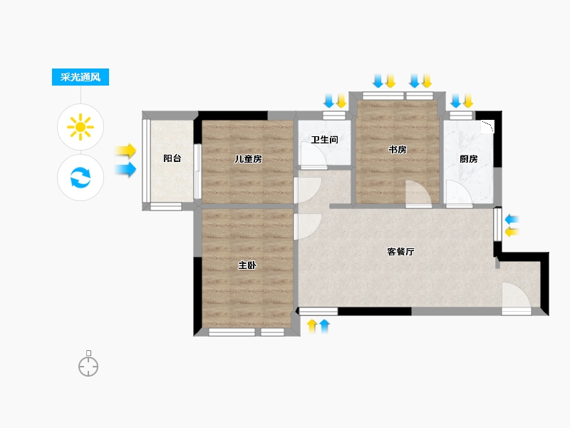 福建省-福州市-万科碧桂园麓园-55.00-户型库-采光通风