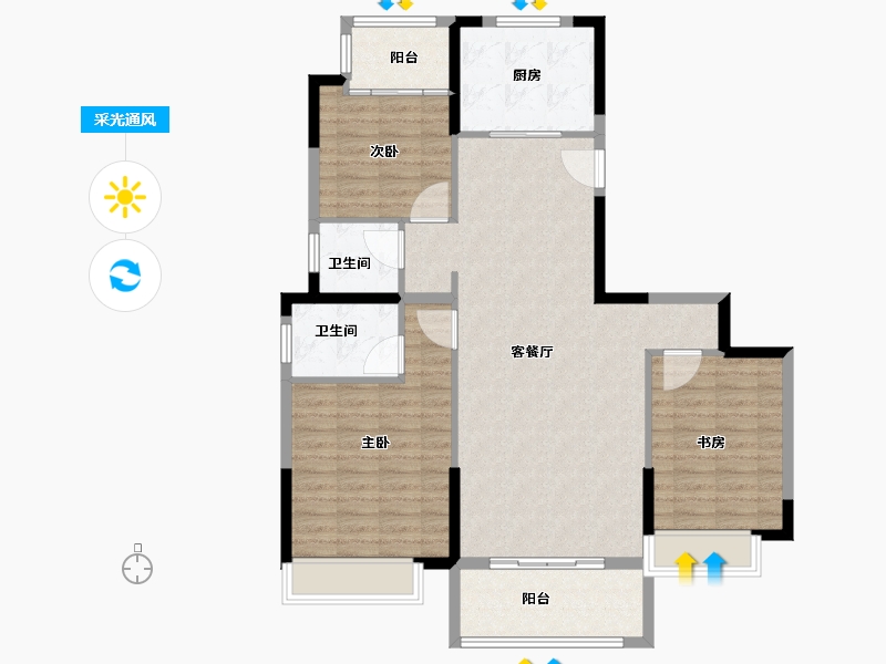 江苏省-徐州市-春秋九里府-106.00-户型库-采光通风