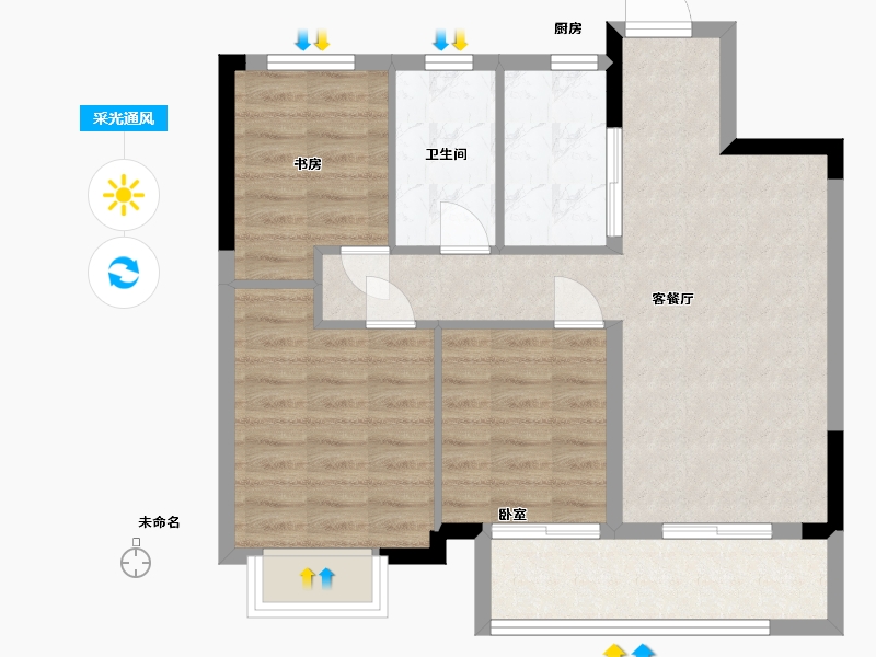 江西省-南昌市-云璟樾城-71.00-户型库-采光通风