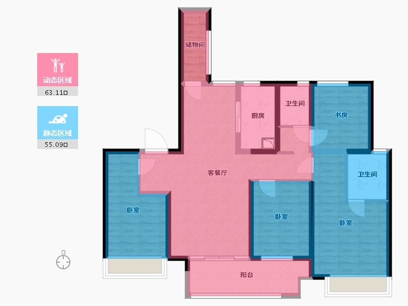 浙江省-温州市-温州富力城-104.19-户型库-动静分区