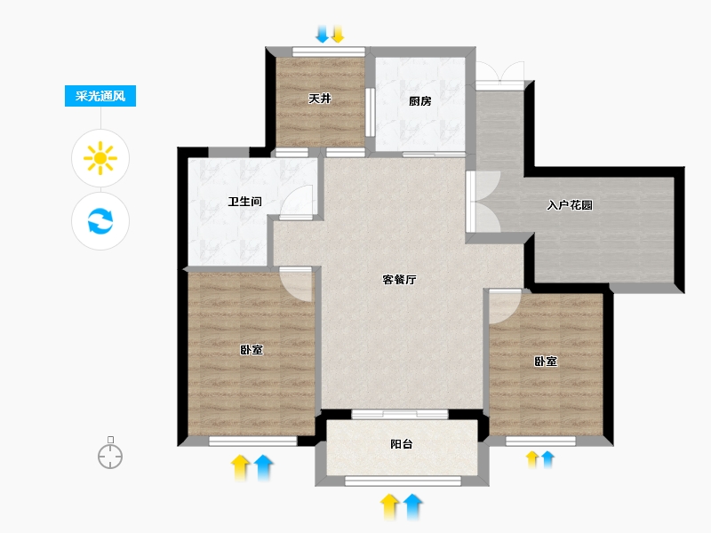 福建省-福州市-贵安新天地公寓-77.72-户型库-采光通风