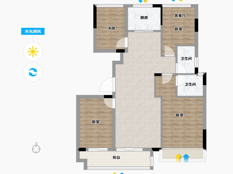 浙江省-金华市-兰溪院子-92.00-户型库-采光通风