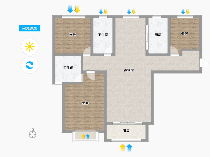 甘肃省-兰州市-泰林·黄河馨苑-106.67-户型库-采光通风