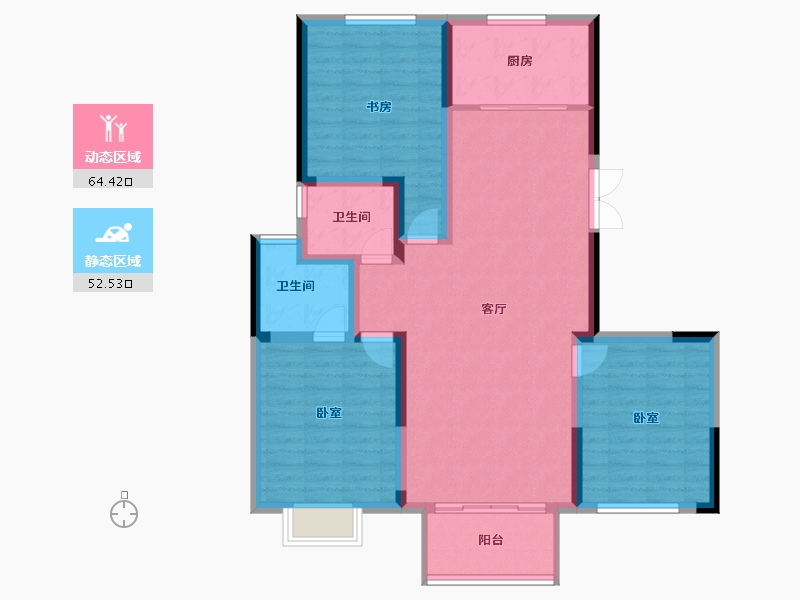 江苏省-盐城市-曙光花园怡园-105.56-户型库-动静分区