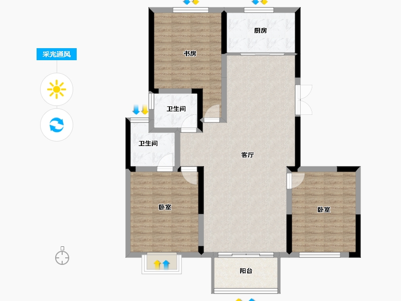 江苏省-盐城市-曙光花园怡园-105.56-户型库-采光通风