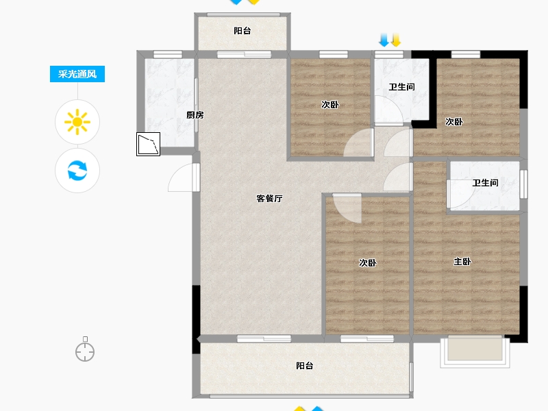 福建省-宁德市-华熙元·水岸君华-112.00-户型库-采光通风