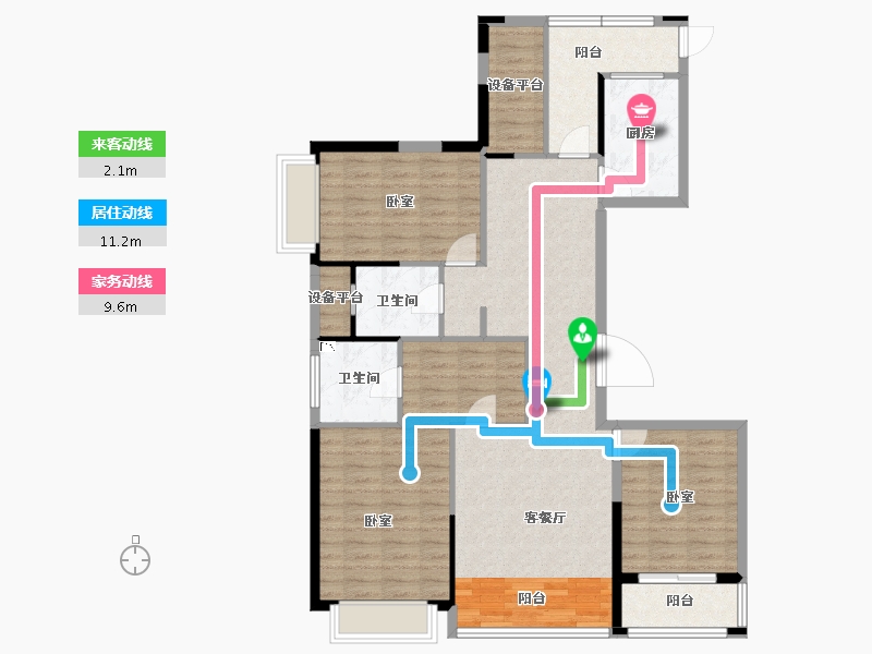 浙江省-丽水市-滨园南城骊苑-112.64-户型库-动静线