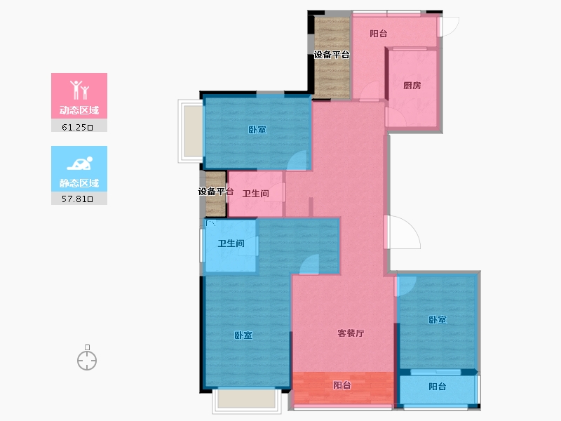 浙江省-丽水市-滨园南城骊苑-112.64-户型库-动静分区